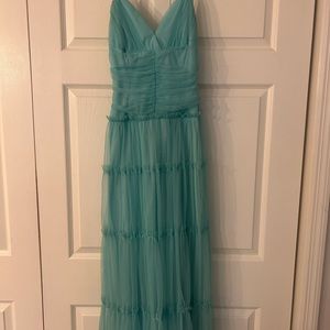 Pretty sea foam green tiered long dress by Gunne Sax